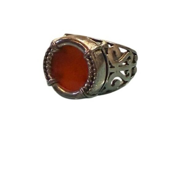 Vintage 925 Sterling Silver Carnelian Ring Filigree Boho Statement SZ.8 Courage - Picture 13 of 16